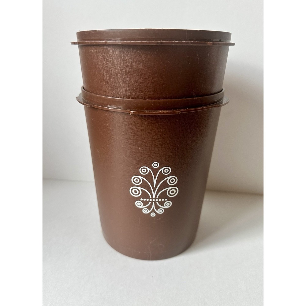 Set Of 2 Vintage Tupperware Servalier Canisters 1970's Missing Lids